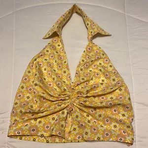 Yellow Floral Halter Top